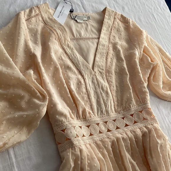 Pretty blush pink dress with feminine lace detail. Molly Bracken. Size Large. - Picture 4 of 10